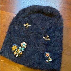 Anthropologie Accessories - Fuzzy Embellished Hat Anthropologie Accessories - Fuzzy Embellished Hat